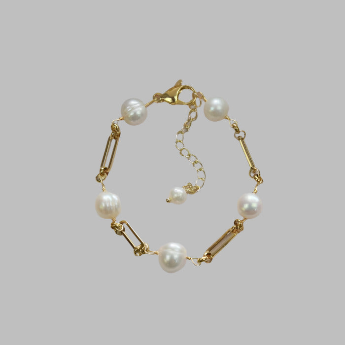 Cultured Pearl Link Chain Bracelet
