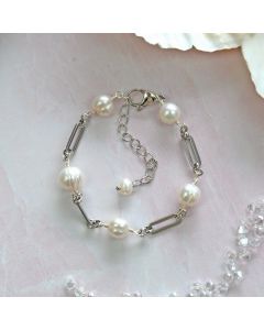 Cultured Pearl Link Chain Bracelet